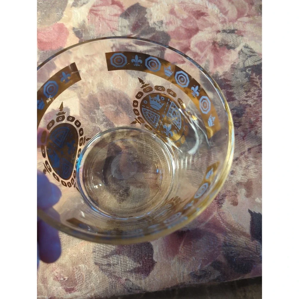MCM Signed Vito Bari Glass Ice Bucket 22K Gold Vintage
